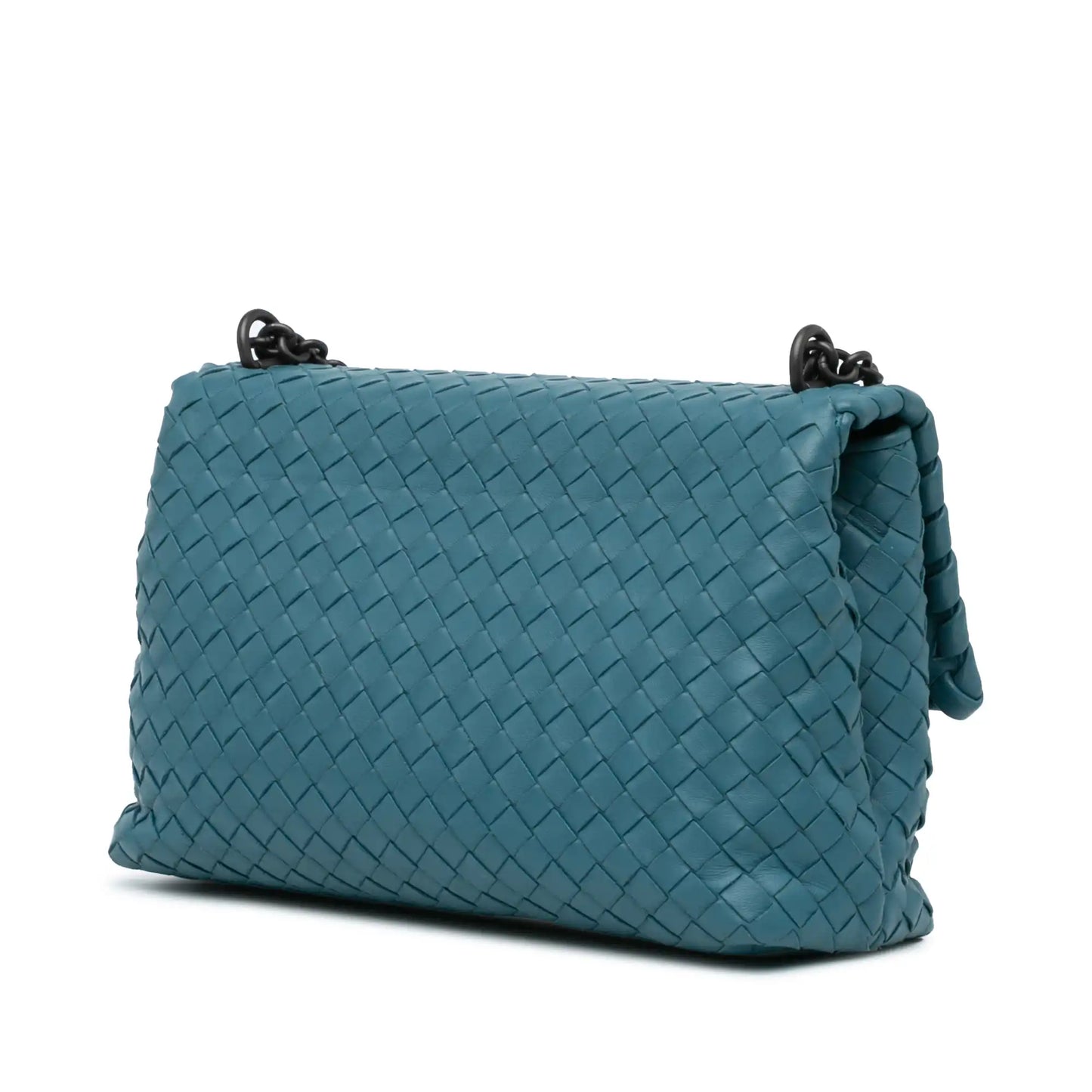 Blue Bottega Veneta Small Nappa Intrecciato Olympia Shoulder Bag