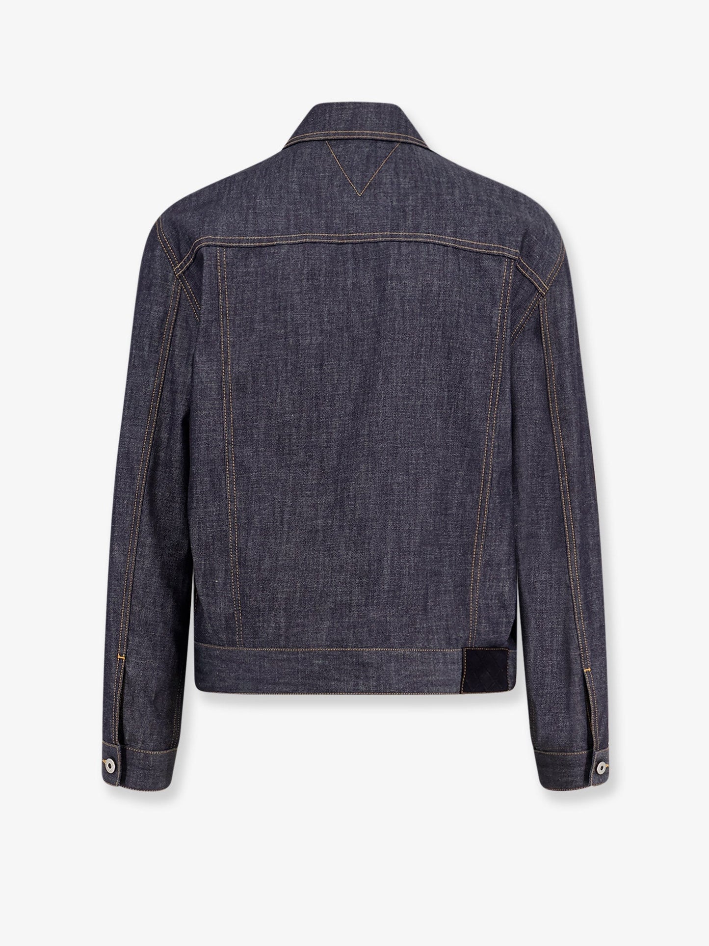 Bottega Veneta Men Denim Jacket With Iconic Intrecciato Patch