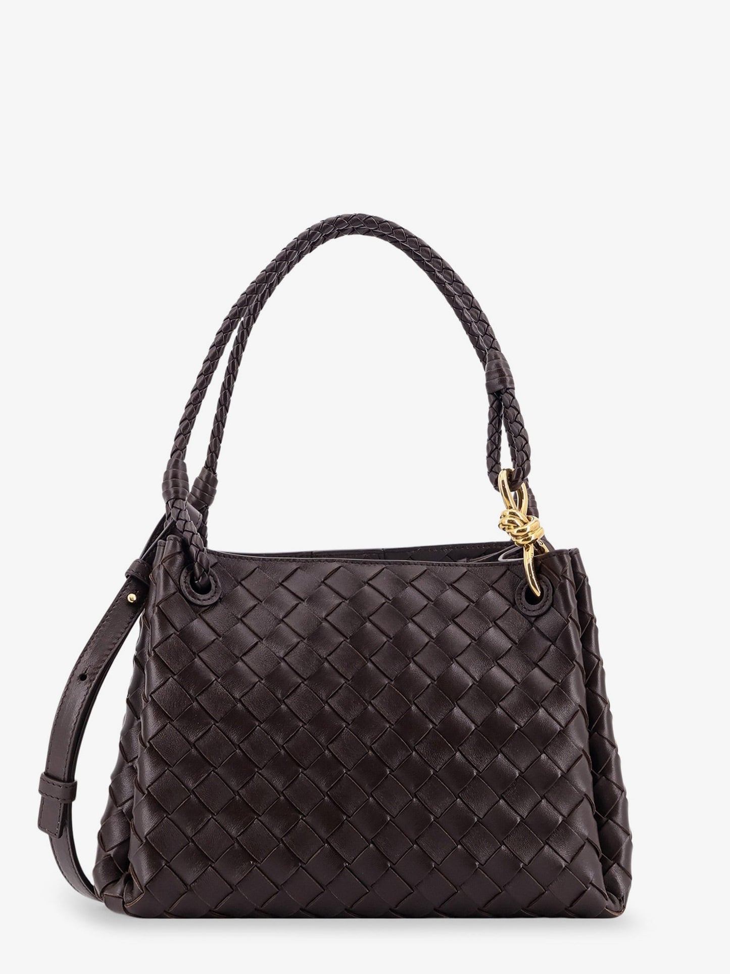 Bottega Veneta Women Parachute Leather Shoulder Bag With Intrecciato Motif And Knot Detail