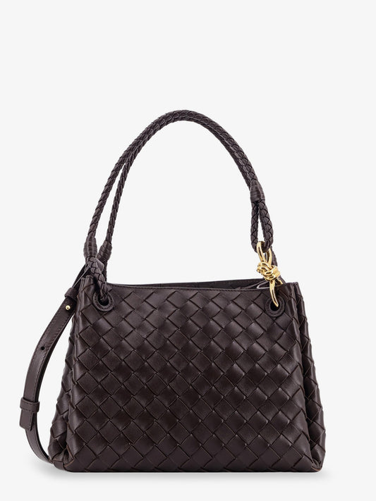 Bottega Veneta Women Parachute Leather Shoulder Bag With Intrecciato Motif And Knot Detail