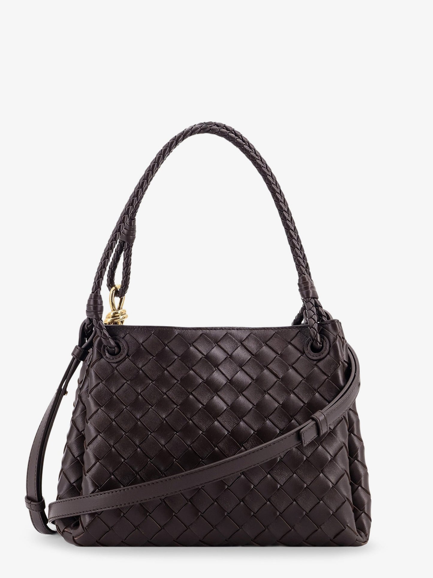 Bottega Veneta Women Parachute Leather Shoulder Bag With Intrecciato Motif And Knot Detail