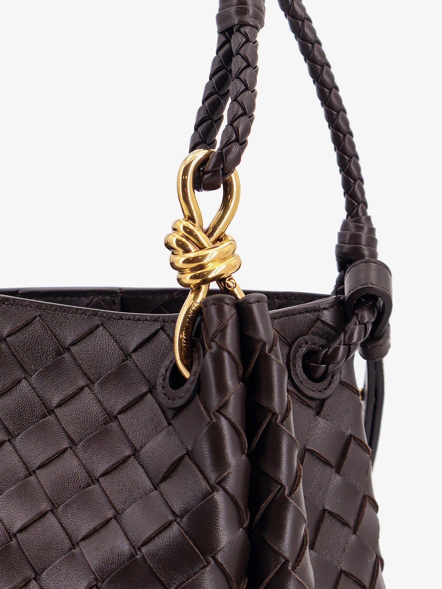 Bottega Veneta Women Parachute Leather Shoulder Bag With Intrecciato Motif And Knot Detail