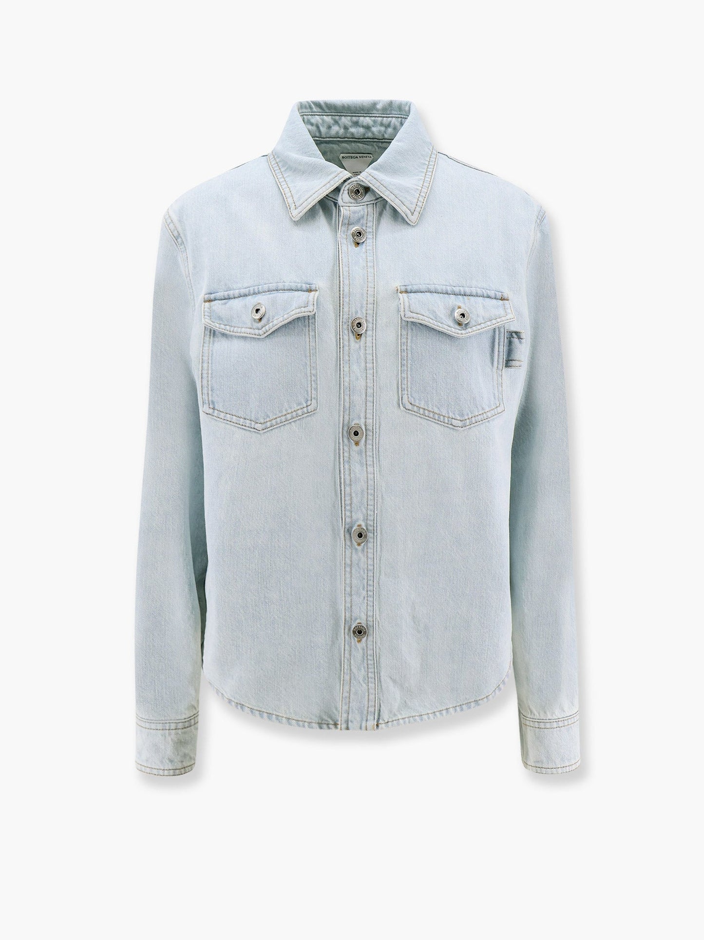 Bottega Veneta Women Denim Shirt With Extra Bleach Wash