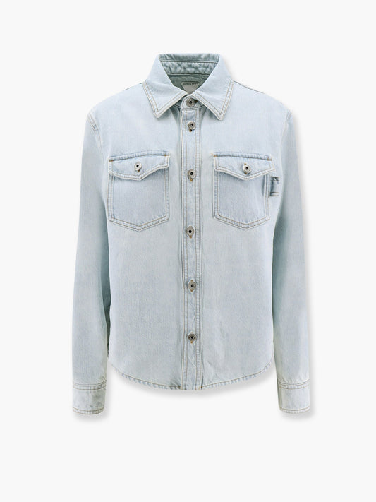 Bottega Veneta Women Denim Shirt With Extra Bleach Wash