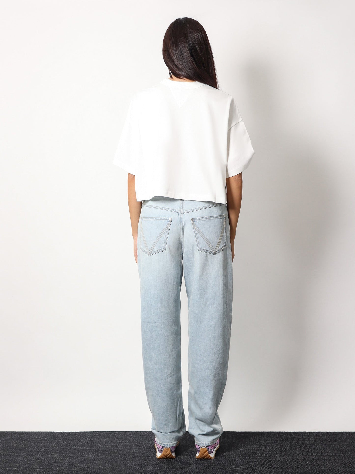 Bottega Veneta Women Cotton T-Shirt With Intrecciato Leather Detail