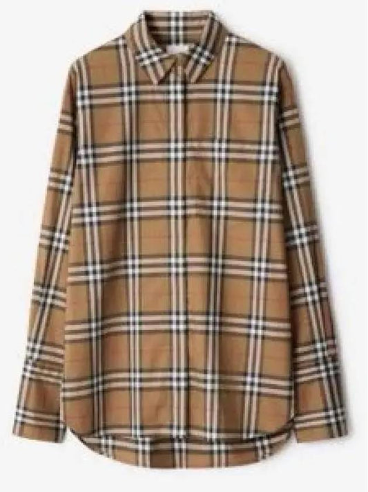 Burberry Check Cotton Long Sleeve Shirt Brown
