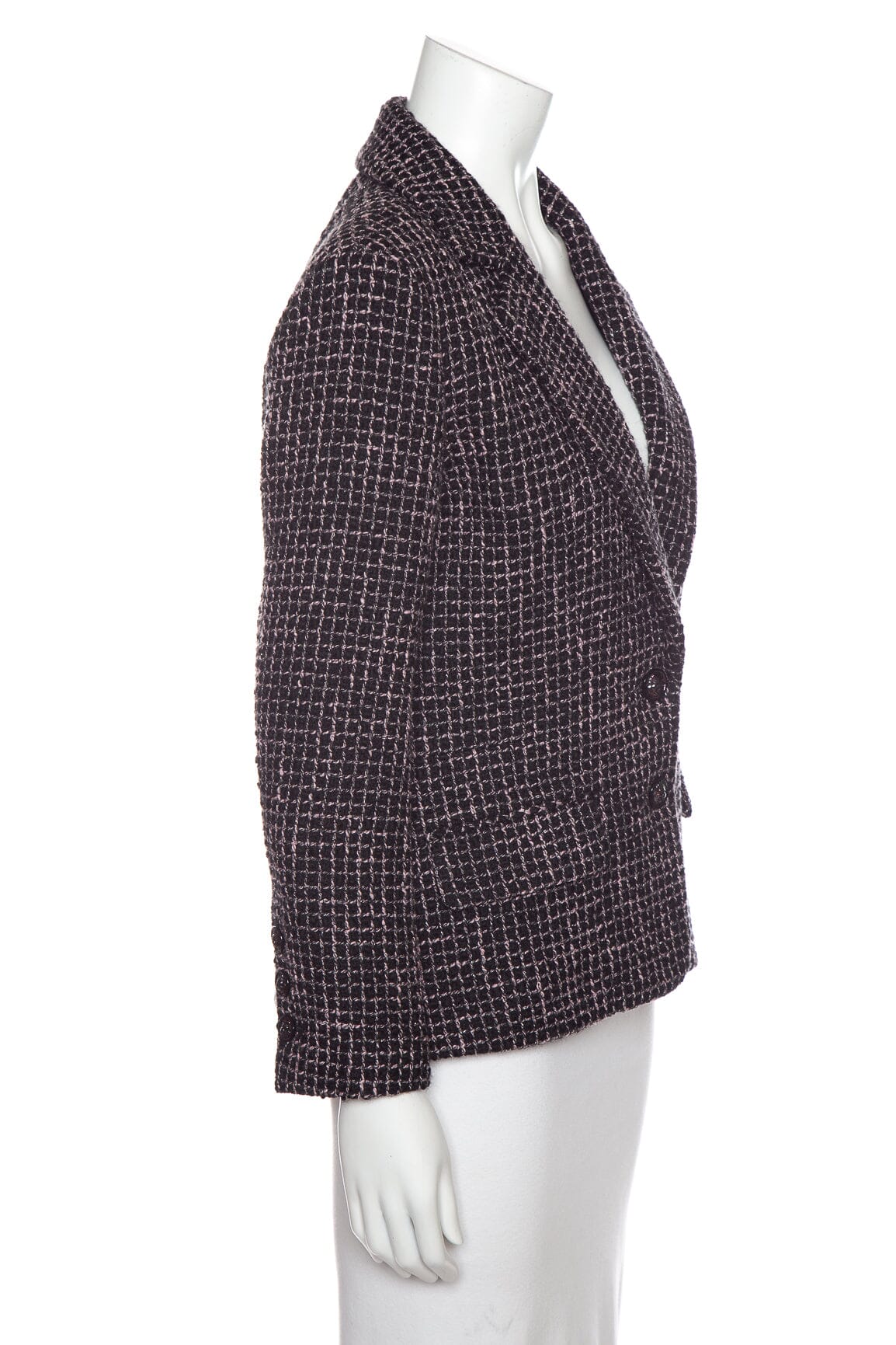 Chanel 2022 Black and Pink Tweed Blazer SZ 38