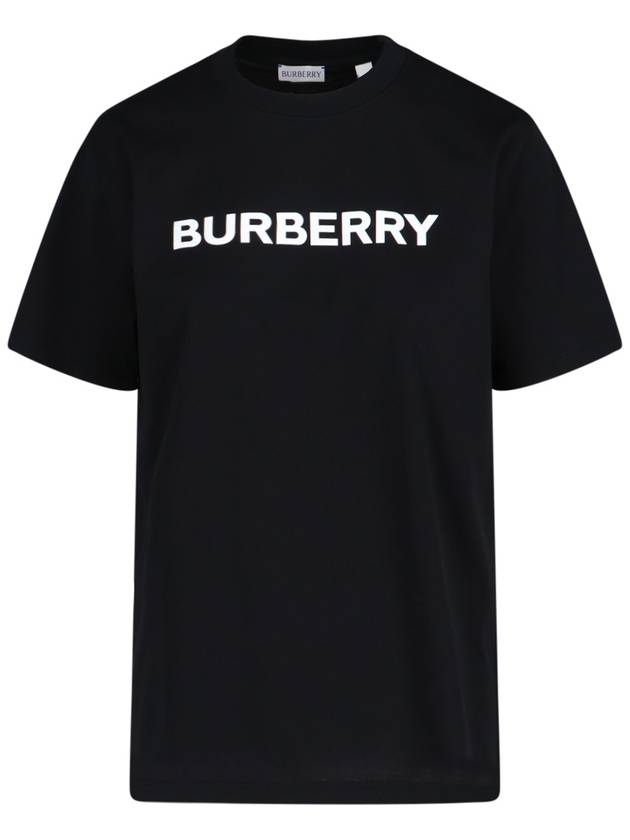Burberry Logo Print Crew Neck Cotton Short Sleeve T-Shirt Black