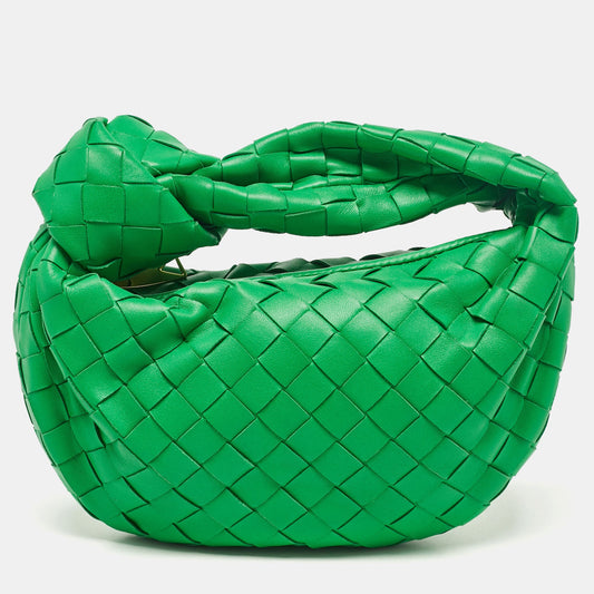 Bottega Veneta Green Intrecciato Leather Mini Jodie Hobo
