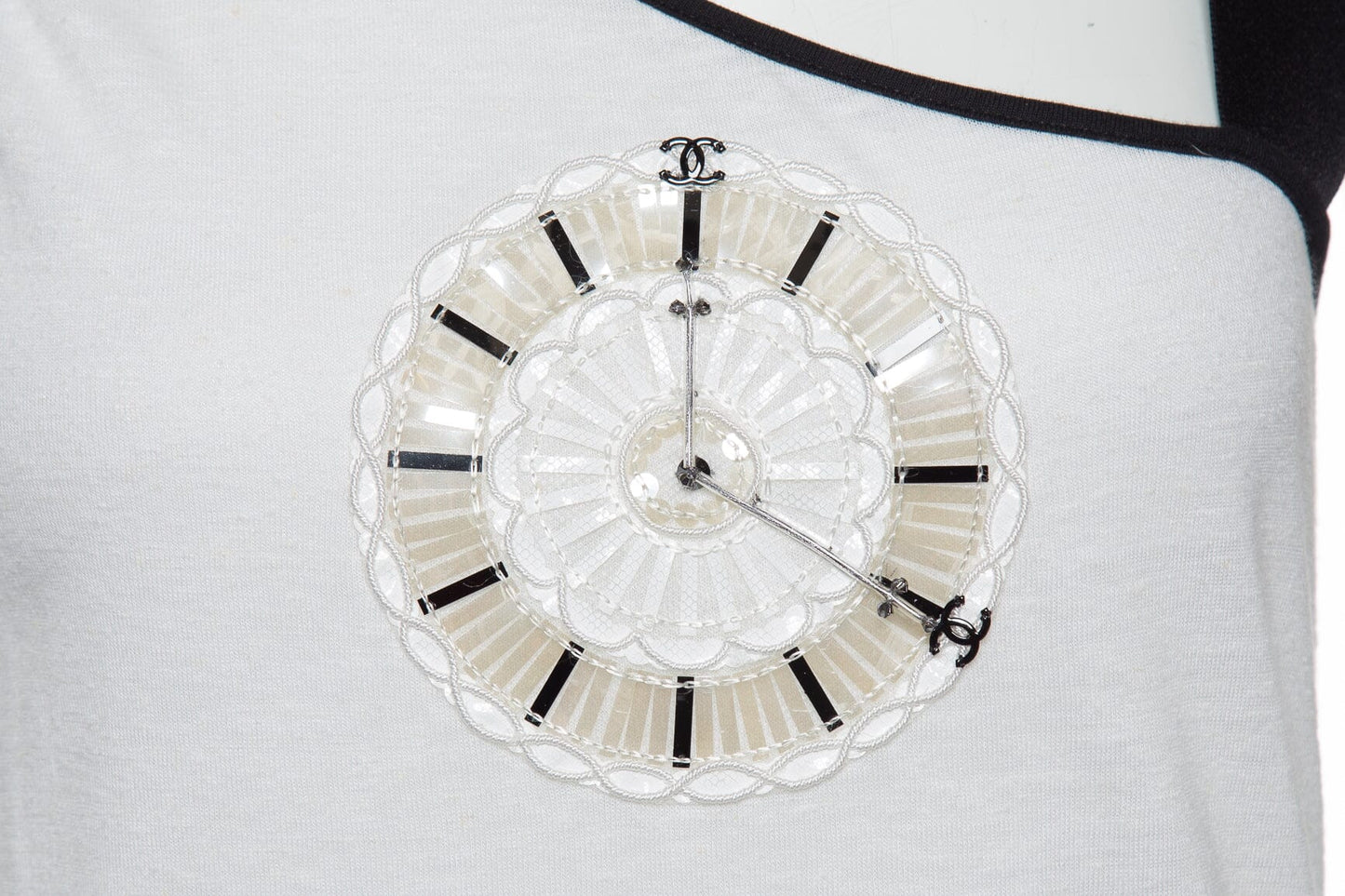 Chanel Cream One Shoulder Clock Design Tank SZ 40