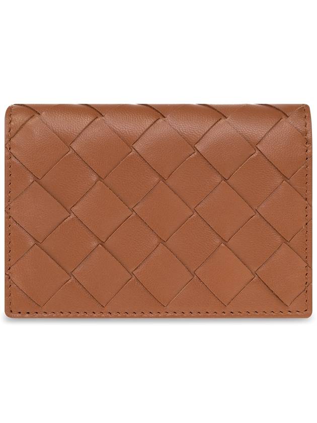 Bottega Veneta Intrecciato Flap Business Card Wallet Brown