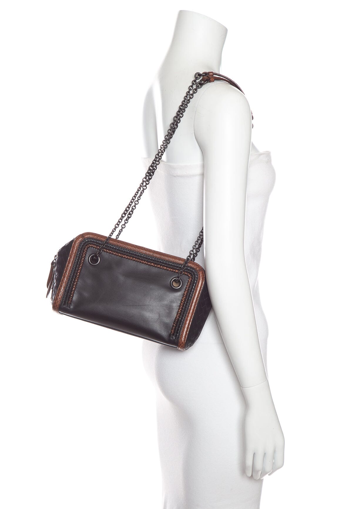 Bottega Veneta Black & Brown Leather Handbag