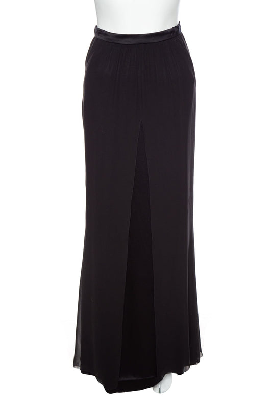 Chanel Black Silk Maxi Skirt SZ 34