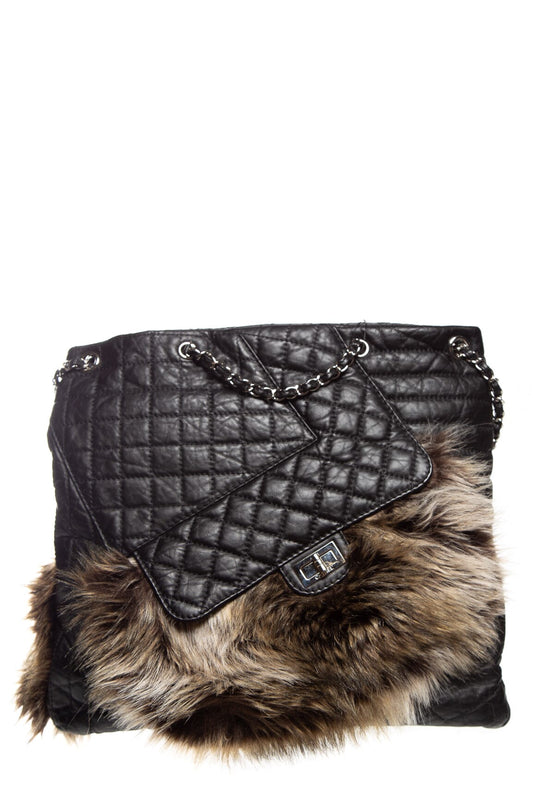 Chanel 2010 Fall/ Winter Karl's Black Cabas Fantasy Fur Tote