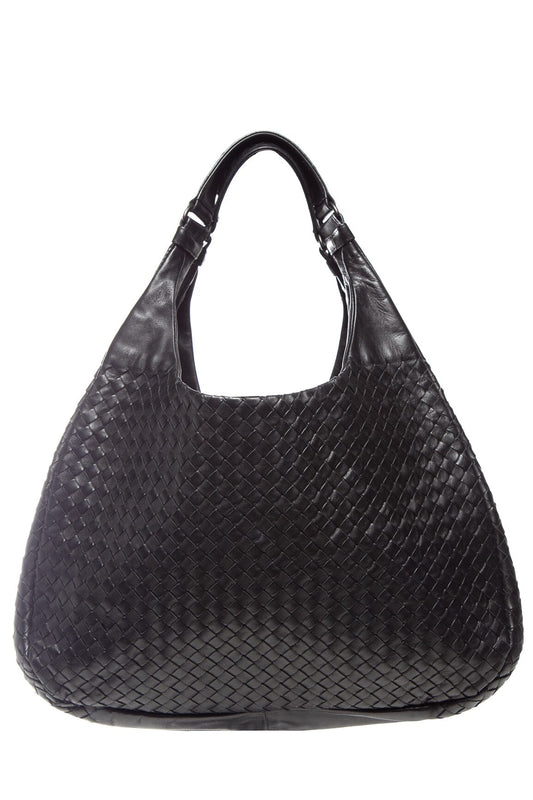 Bottega Veneta Black Intrecciato Large Campana Handbag