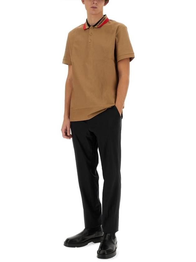 Burberry Logo Stripe Short Sleeve Polo Shirt Brown