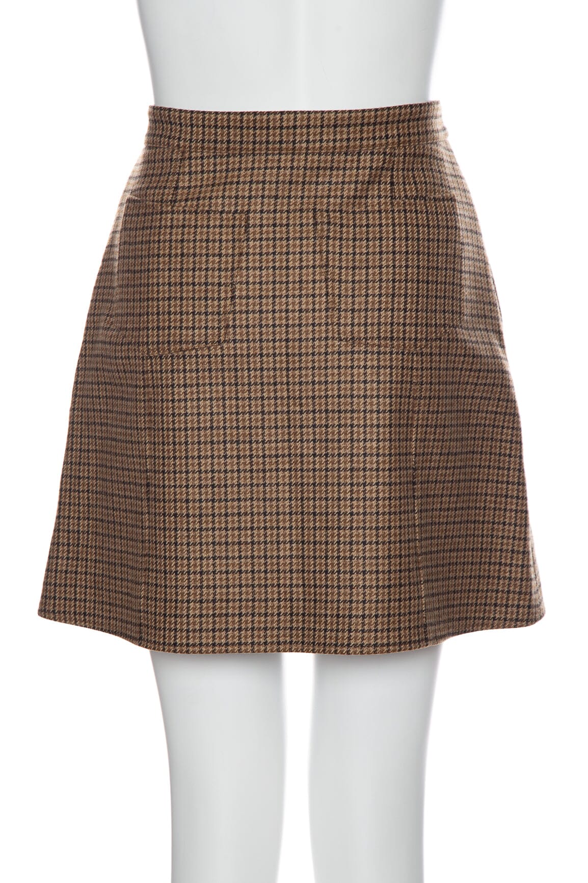 Celine Brown Checkered Houndstooth Skirt SZ 38 NWT