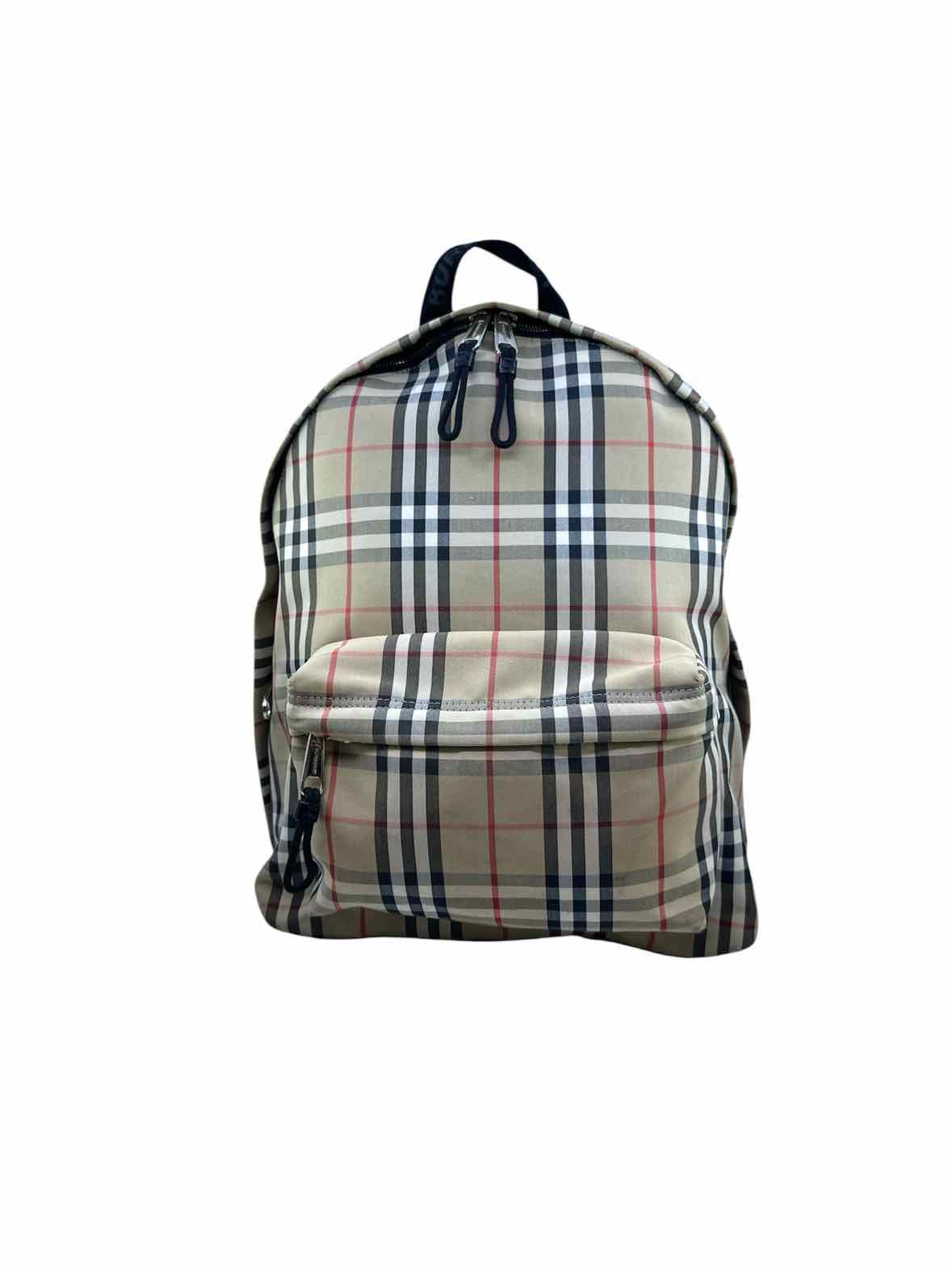 BURBERRY Beige Fabric Plaid Backpack