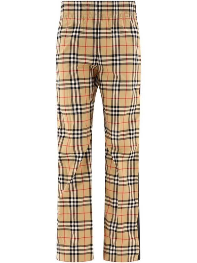 Burberry Organic Cotton Check Straight Pants Beige