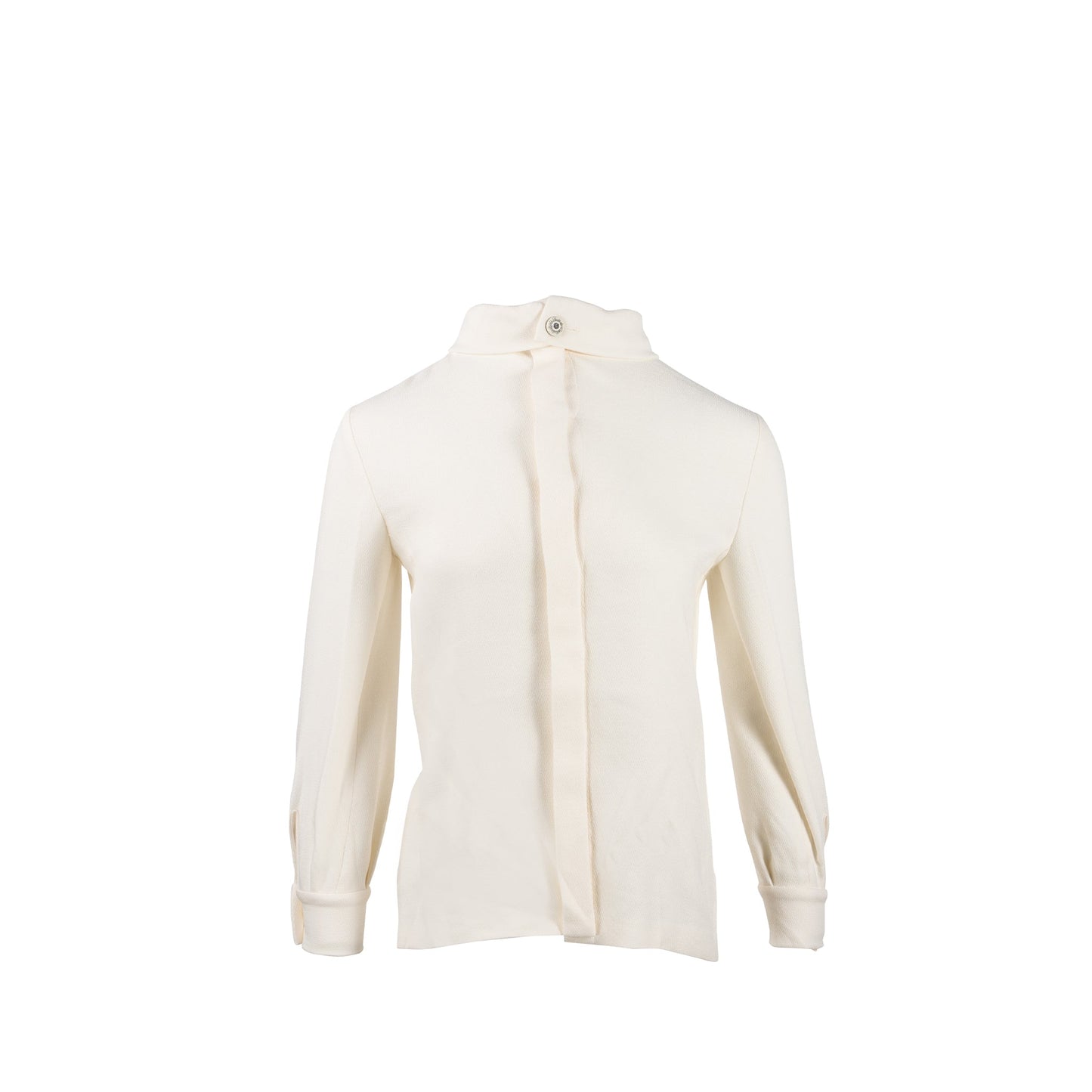 CHANEL Size 34 22C Runway Silk Crepe Blouse White