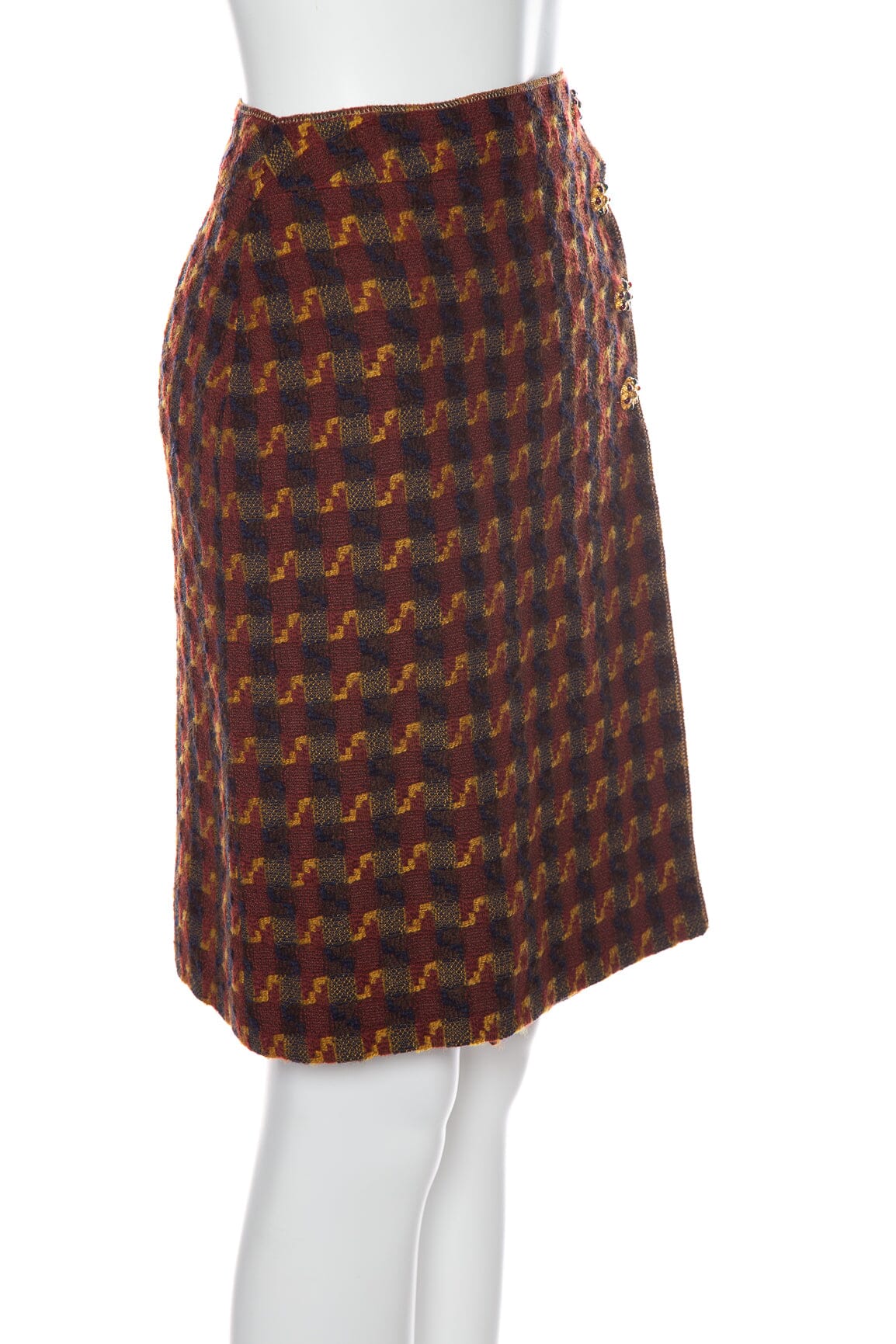 Chanel Vintage 1996 Red and Multi Tweed Skirt SZ 38