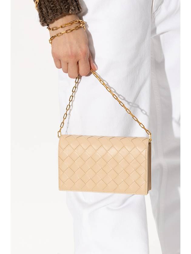 Bottega Veneta Intrecciato Chain Leather Mini Cross Bag Beige