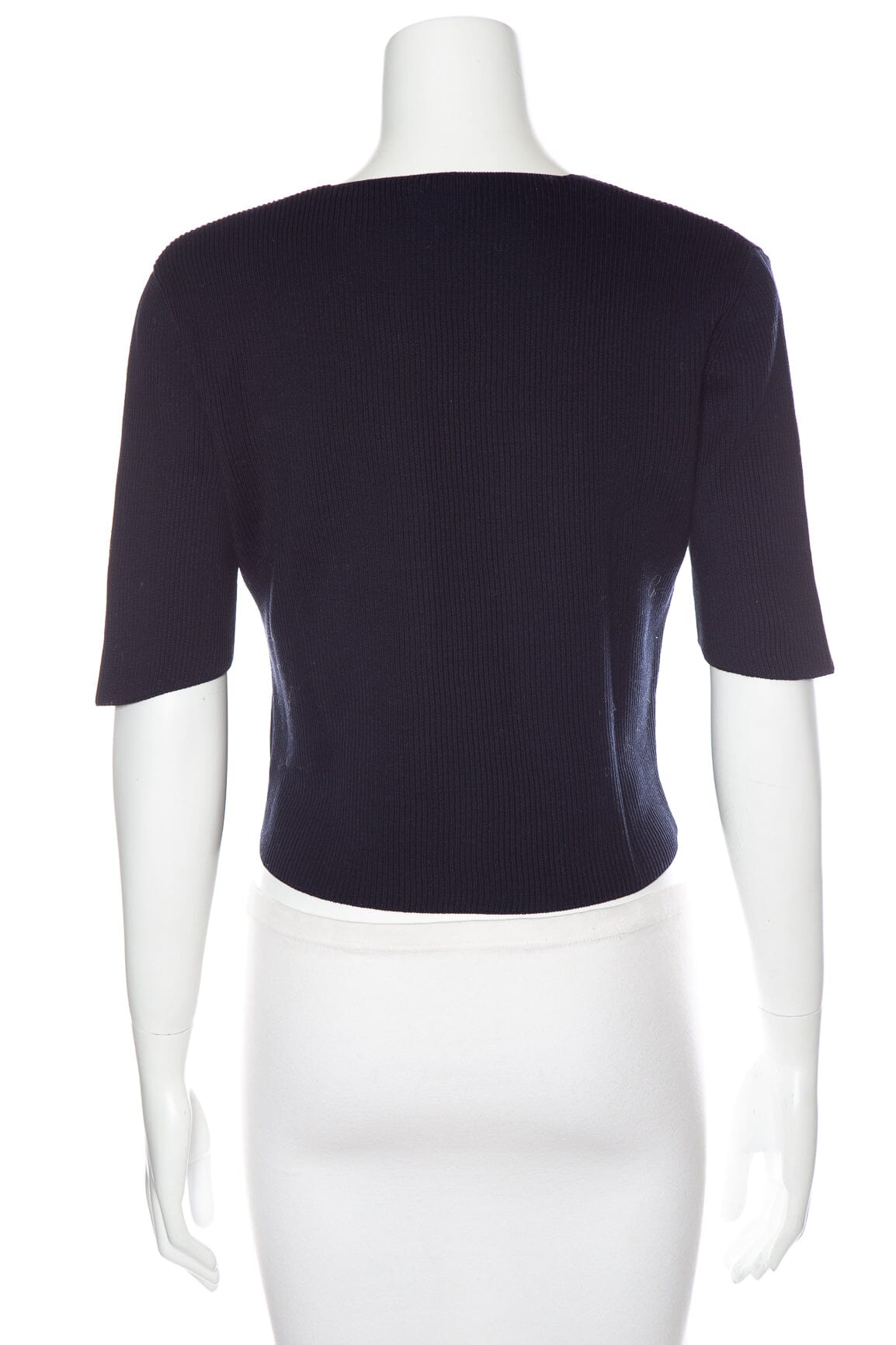 Chanel Vintage 2000 Cruise Collection Ribbed Navy Top SZ 42