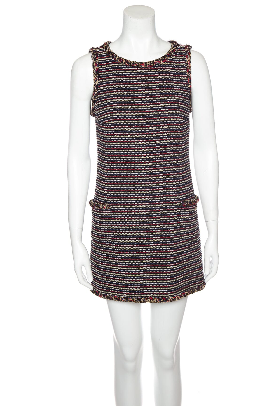Chanel Multicolor Tweed Sleeveless Mini Dress SZ 38