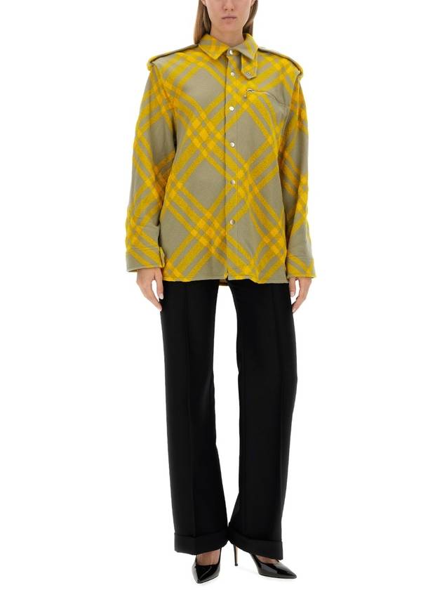 Burberry Check Wool Blend Shirt Yellow