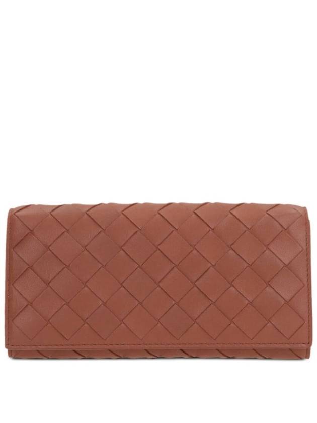 Bottega Veneta Intrecciato Flap Long Wallet Wood