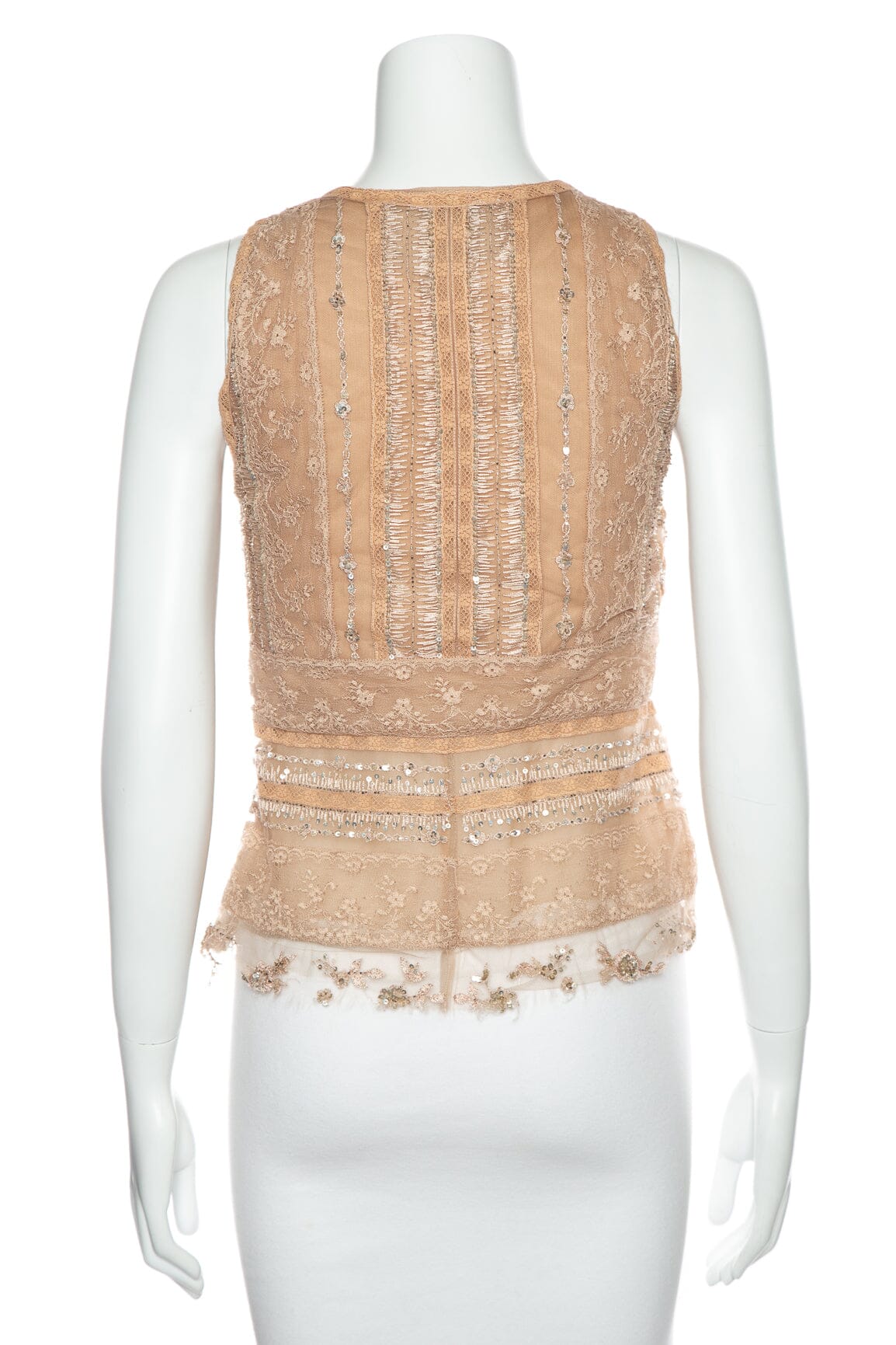 Valentino Nude Lace and Sequin Crop Top SZ 10