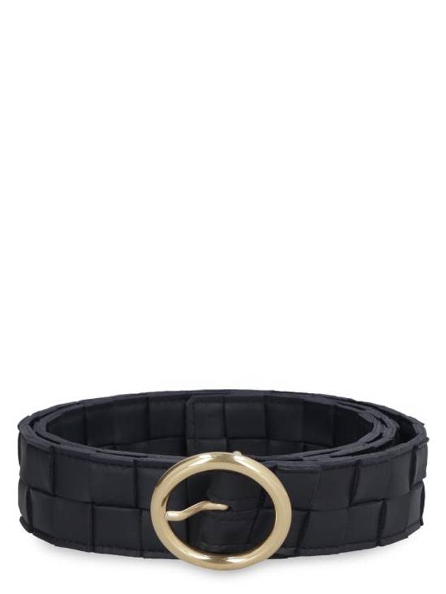 Bottega Veneta Maxi Intrecciato Leather Belt Black