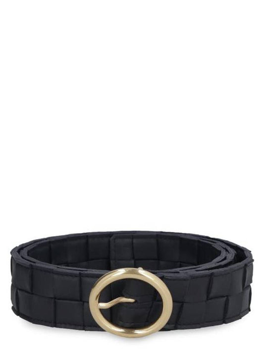 Bottega Veneta Maxi Intrecciato Leather Belt Black