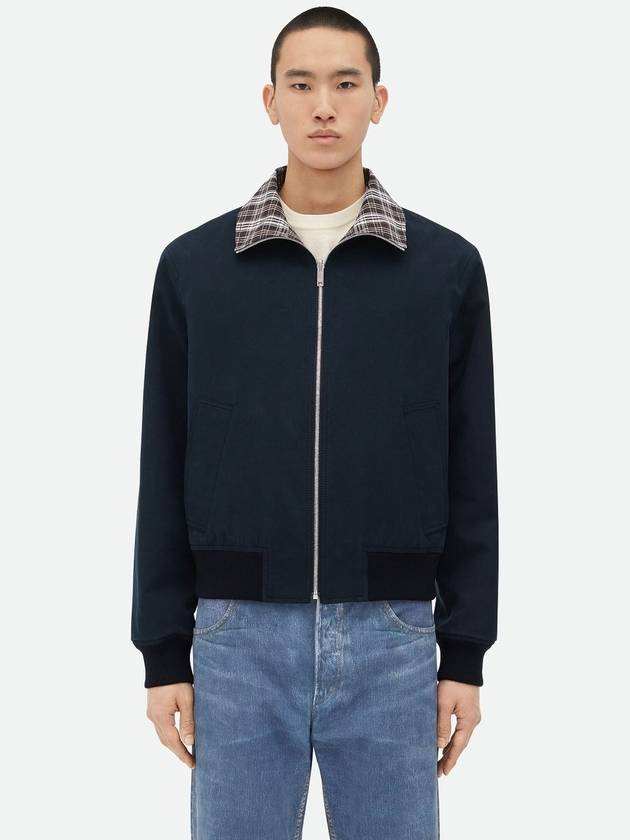 Bottega Veneta Checked Reversible Cotton Jacket Brown Navy