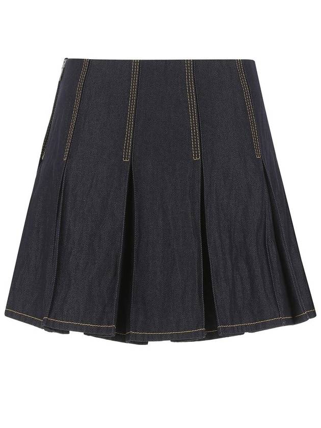 Bottega Veneta Stitched Denim Pleated Skirt