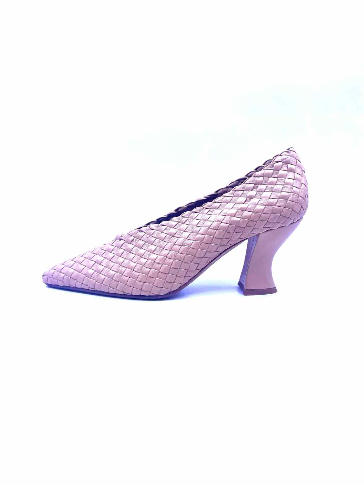 BOTTEGA VENETA Size 10.5 Nude Leather Woven Pumps