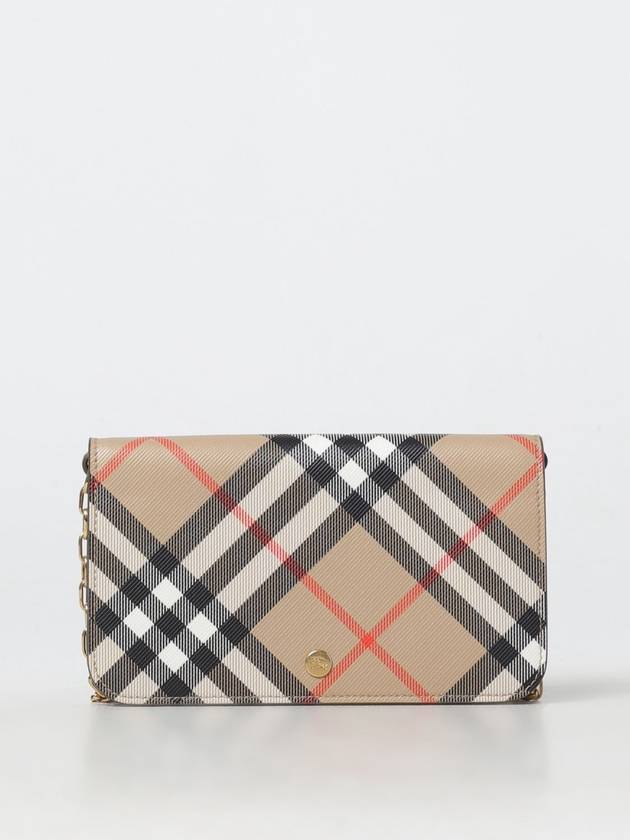 Burberry Check Chain Strap Cross Bag Sand