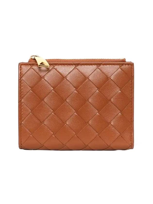 Bottega Veneta Intrecciato Small Leather Half Wallet Wood
