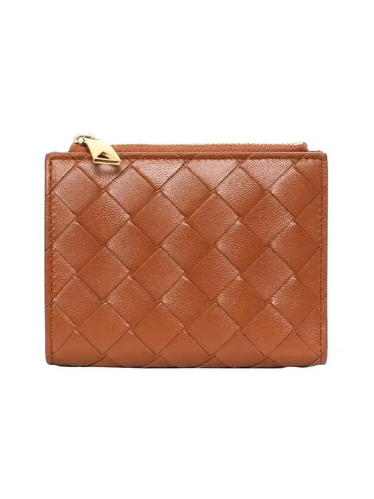 Bottega Veneta Intrecciato Small Leather Half Wallet Wood