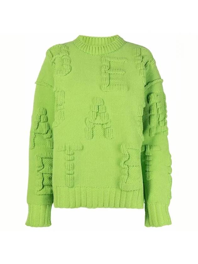 Bottega Veneta Chenille Alphabet Emboss Logo Knit Top Green