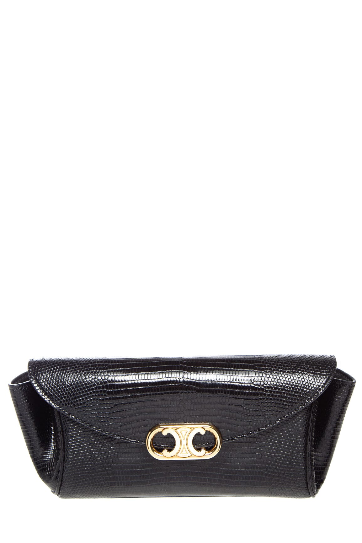 Celine Black Lizard Maillon Triomphe Clutch