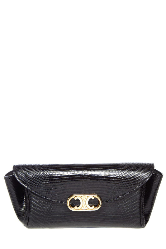 Celine Black Lizard Maillon Triomphe Clutch