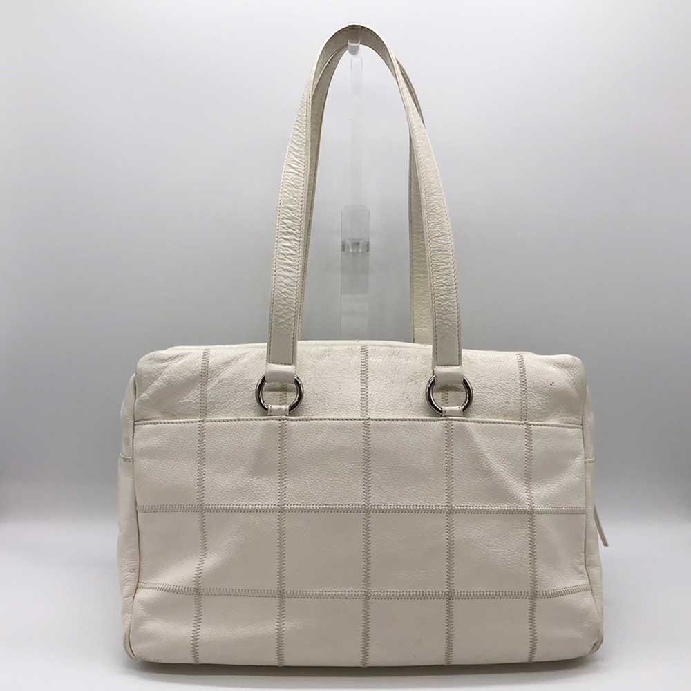 Chanel Leather Boston Bag White Chocolate Bar