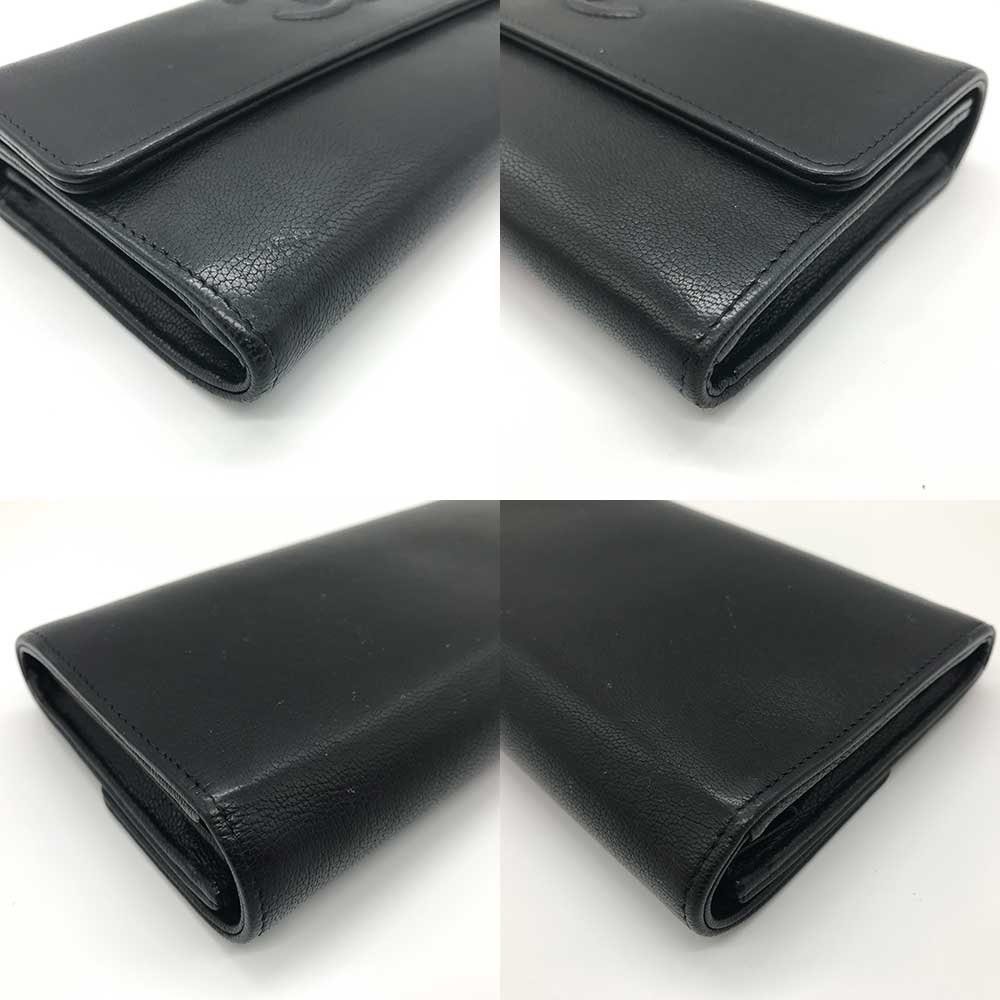 Chanel Leather Bifold Long Wallet Black