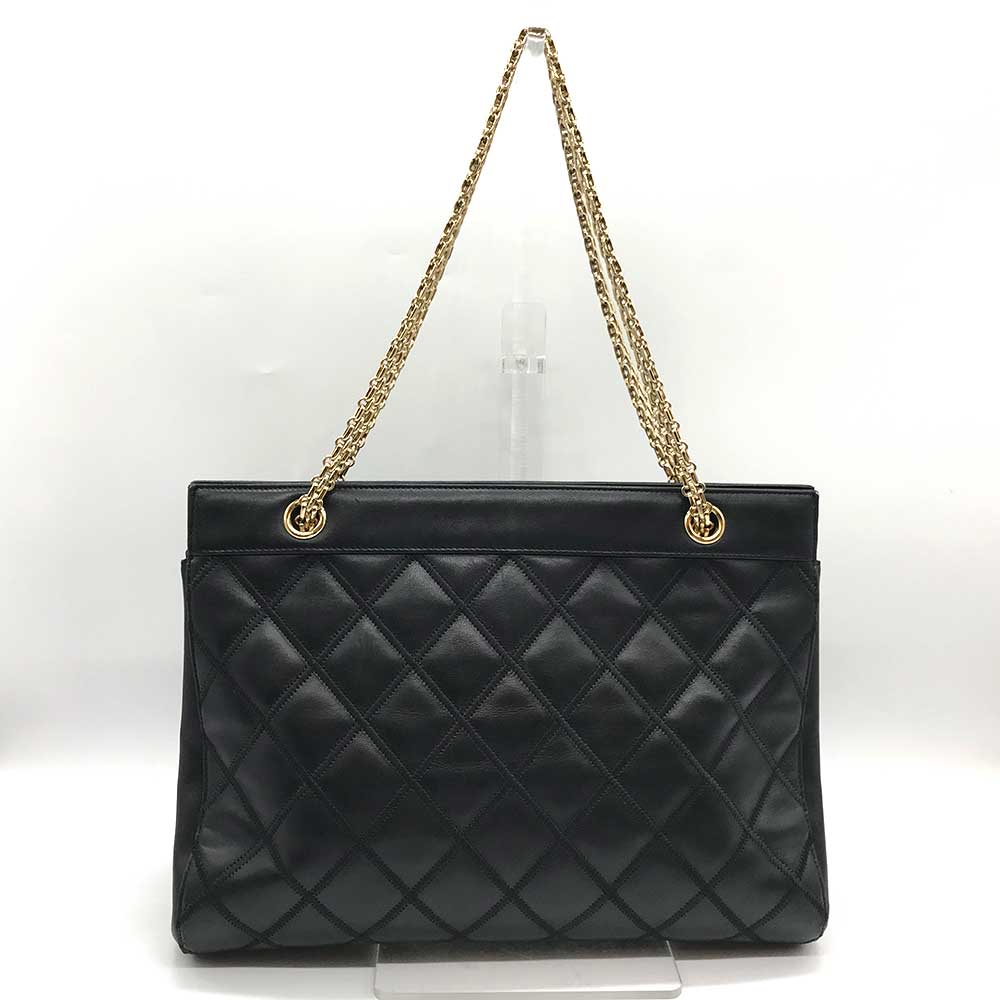 Chanel Leather Bicolore Double Chain Tote Bag