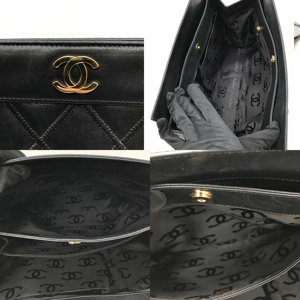 Chanel Leather Bicolore Double Chain Tote Bag