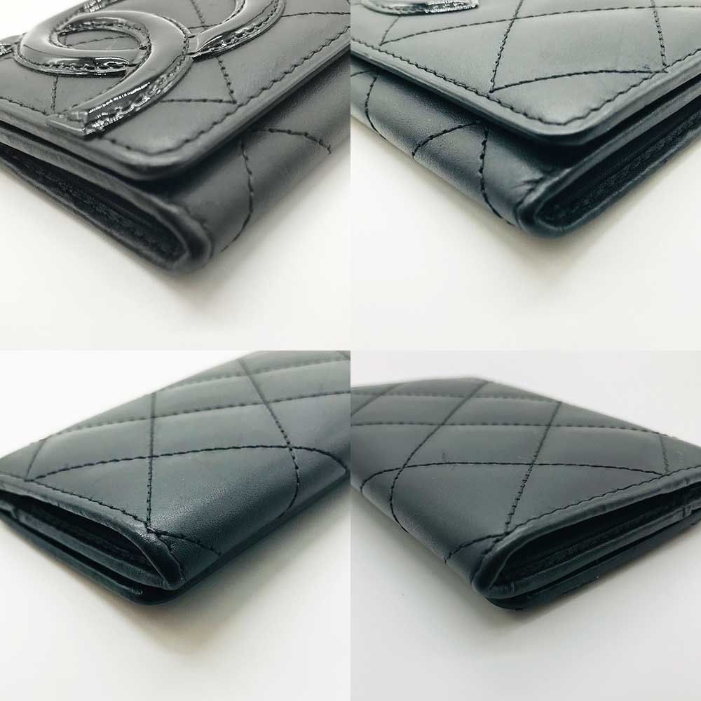 Chanel Cambon Line Card Case Black Lambskin