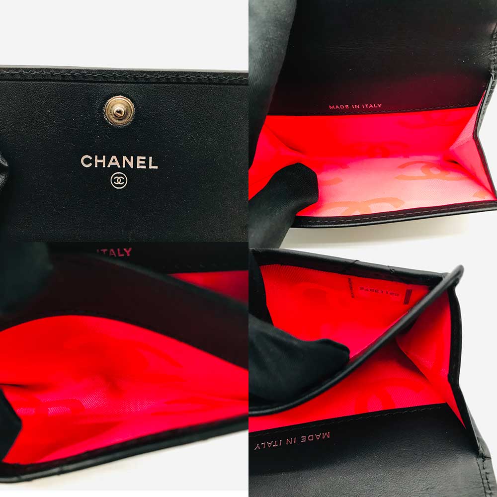 Chanel Cambon Line Card Case Black Lambskin