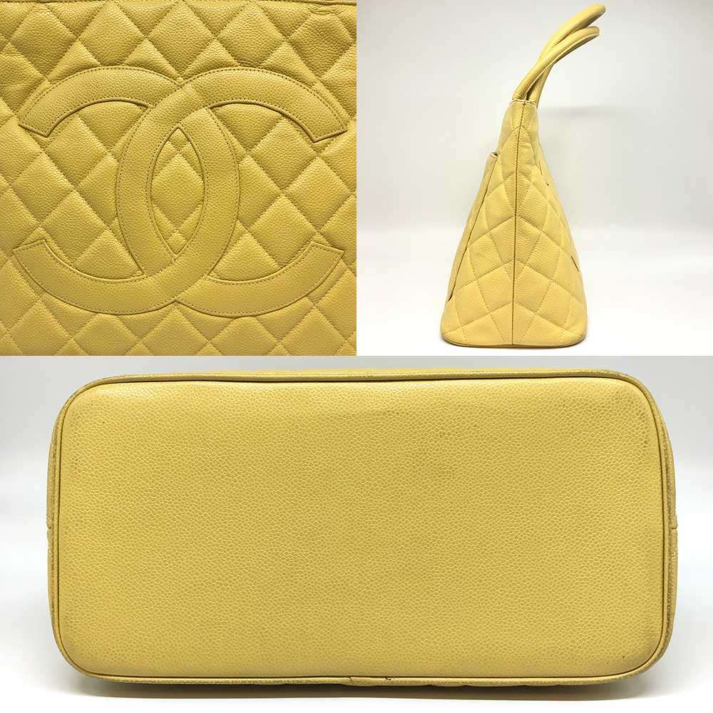 Chanel Caviar Skin Reissue Tote Handbag Yellow