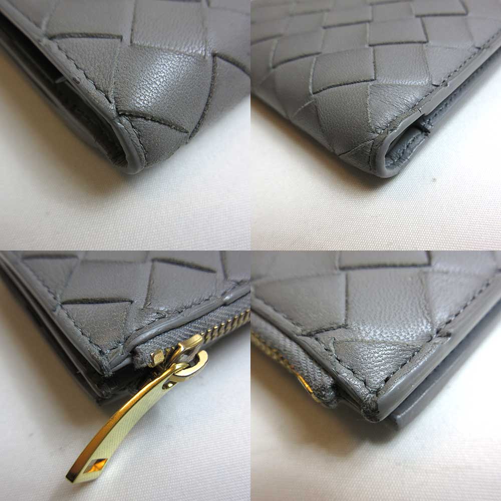 Bottega Veneta Leather Mini Wallet Gray